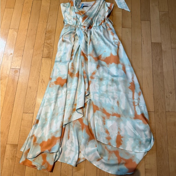 Petal & Pup Tie-Dye Dress in Orange, Blue and White - Picture 2 of 5